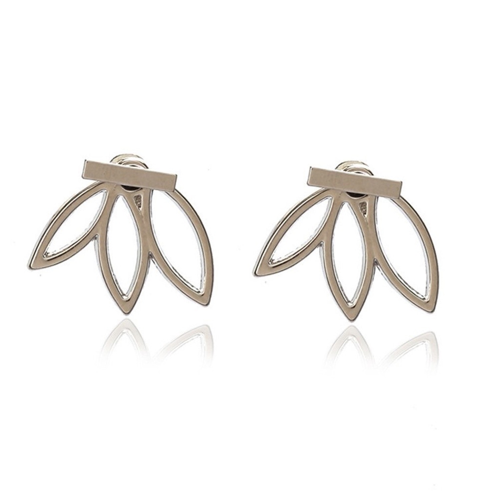 Silver Flower Ear Jackets Earrings - Picture 2 of 3
